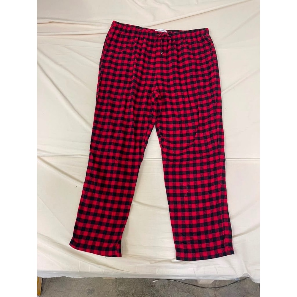 Amazon Essentials Mens Red Black Buffalo Plaid Flannel Pajama Pants XL Regular